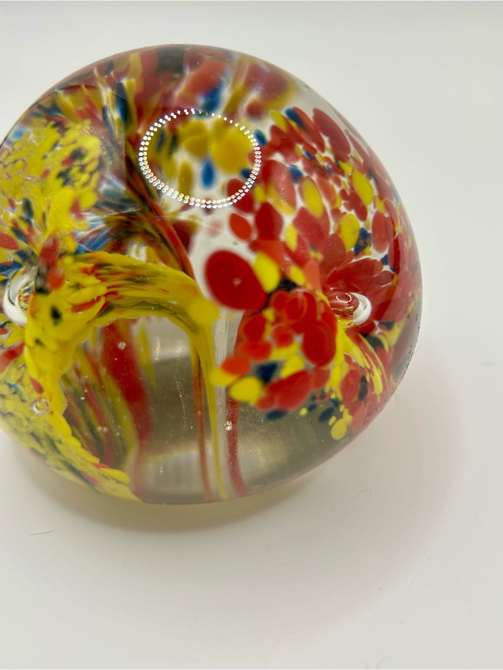 Handblown Glass Paperweight in Red and Yellow - Picture 5 of 6